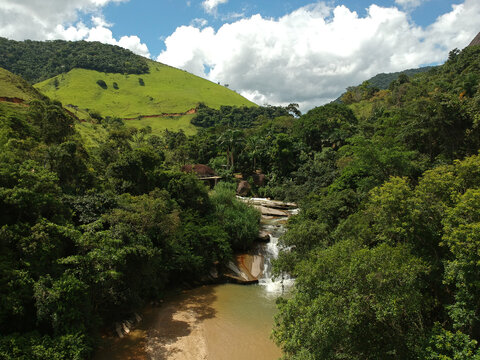 aerial drone shots in Bicuda Grande, Maca&eacute; in the mountainous region of Rio de Janeiro state, one of the most beautiful beaches in the world