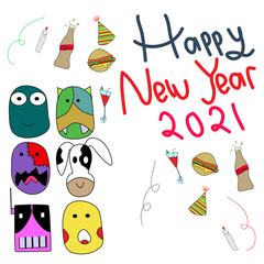 The funny Doodles have New Year Party