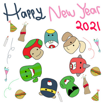 The funny Doodles have New Year Party