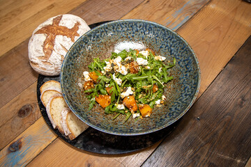 A plate of delicious Maple-Roasted squash and feta cheese