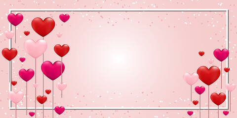Valentine's Day elegant pink vector background with colorful hearts