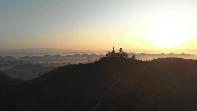 Aerial view of Mrauk-U temple.