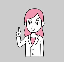 イラスト素材：解説する女医