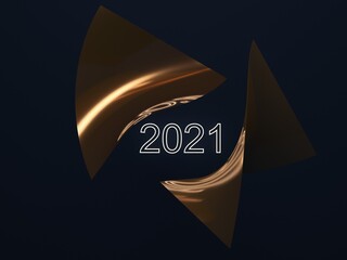 3dd rendering of  new year 2021 model in dark tones color scheme