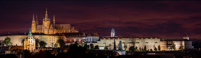 Naklejka premium The View on Prague gothic Castle in the Night, Czech Republic