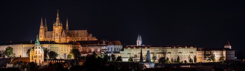 Naklejka premium The View on Prague gothic Castle in the Night, Czech Republic