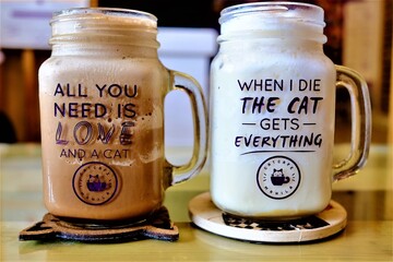 mug of mocha and latte