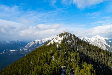 Beautiful view of the Sanson's Peak at Banff Gondola, Canada