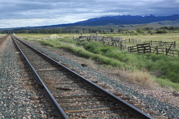 Fototapeta na wymiar Train tracks to Drumond Montana