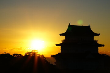 小田原城と初日の出