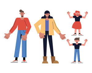 Mother father daughter and son cartoons vector design
