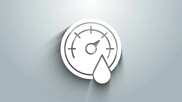 White Sauna thermometer icon isolated on grey background. Sauna and bath equipment. 4K Video motion graphic animation