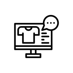 Fashion blog icon in line style. Beauty blogging. Clothing review. Online fashion store . Thematic internet community. Social media. Blogging and broadcasting. Vector isolated on white background.