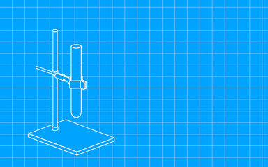 Test tube clamp with blueprint, raster illustration.