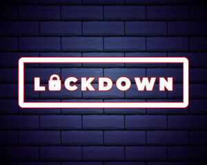 Stop Lock Down neon sign vector. COVID Neon Design template, light banner, night signboard, nightly bright advertising, light inscription. Vector illustration.