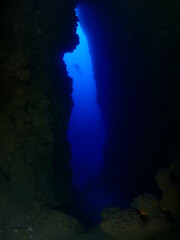 scuba divers exploring caves underwater cave diving