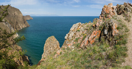 View of Lake Baikal from the high bank.
