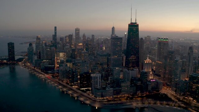 Aerial View of Chicago at Dusk