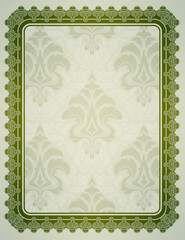 Vintage background with decorative border and patterns.