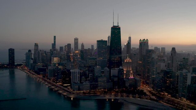 Dramatic View of Chicago at Dusk