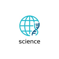 Global science illustration logo design vector template