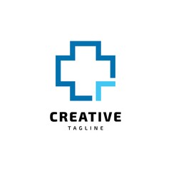 Cross symbol Medical logo design vector template