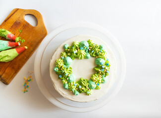 Fresh baked Birthday cake. Home baking concept.