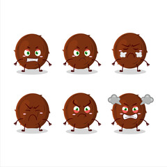 Coconut cartoon character with various angry expressions