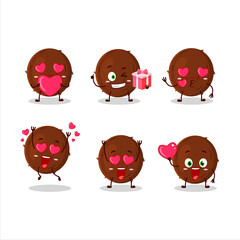 Coconut cartoon character with love cute emoticon