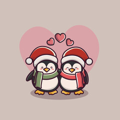 valentine's day couple of pengui character . cute animal couples