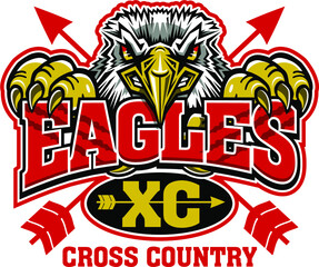 eagles cross country team design with mascot head for school, college or league