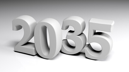 2035 gray write on gray background - 3D rendering illustration