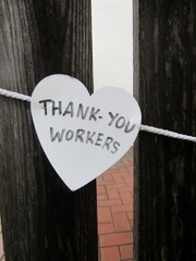 Thank You Workers message on white heart