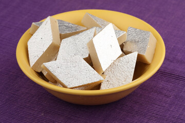 Kaju Katli is an Indian sweet made from khoa and cashew nuts, Kaju katli is a traditional sweet of  India served in festivals and celebrations