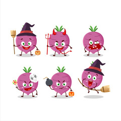 Halloween expression emoticons with cartoon character of garlic
