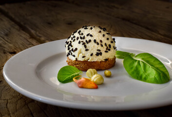 Cheese spread on rye toast