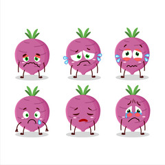 Garlic cartoon in character with sad expression