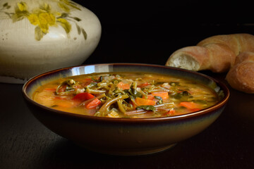 Vegetable purslane soup with rice