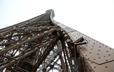 Metal construction of the Eiffel Tower in Paris, France