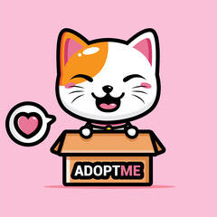 the cute lucky cat character design wants to be adopted