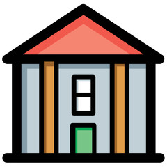 Flat icon for educational institute particularly representation of a school or college