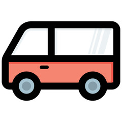 A flat vector icon illustration of school bus