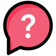 Pink and white symbol representing Faq, Flat Vector Icon