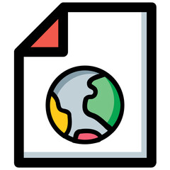 Flat vector icon Globe on a piece of paper, perfect to use for various illustrations such as geographical news
