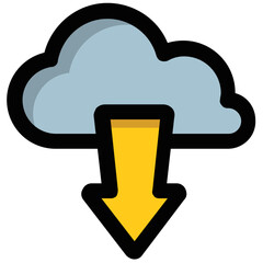 Flat vector icon of a cloud downloading