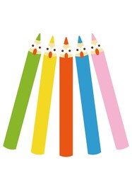 5本の色鉛筆の愉快な仲間たち