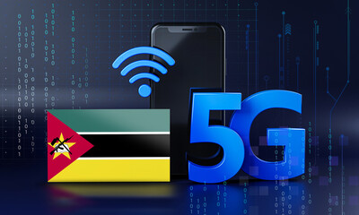 Mozambique Ready for 5G Connection Concept. 3D Rendering Smartphone Technology Background