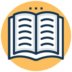 Open book, flat vector design of reading concept 