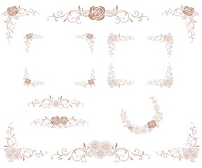 手書き薔薇の花のフレーム