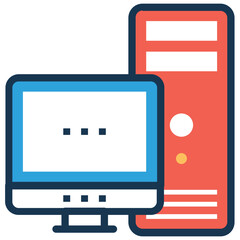 Desktop computer flat vector icon 